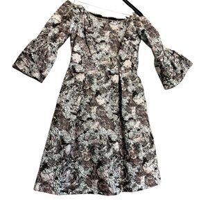 Theia size 8 metallic floral great condition puff sleeved dress